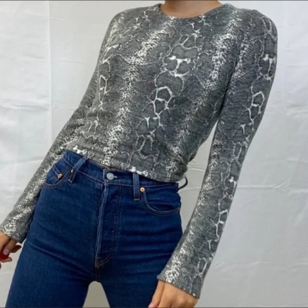 Zara Trafaluc Soft Snakeskin Print Crop Top Size S